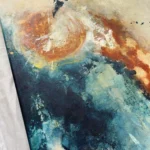 detail abstraktního hnědo-modrého obrazu