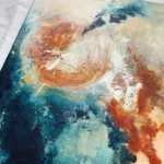 detail abstraktního hnědo-modrého obrazu